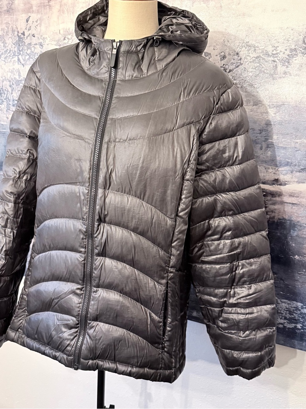Andrew Marc Lightweight Hooded Puffer Premium Goose Down Jacket - XXL Silver A